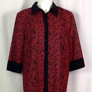 Maggie Barnes Red and Black Patterned Blouse